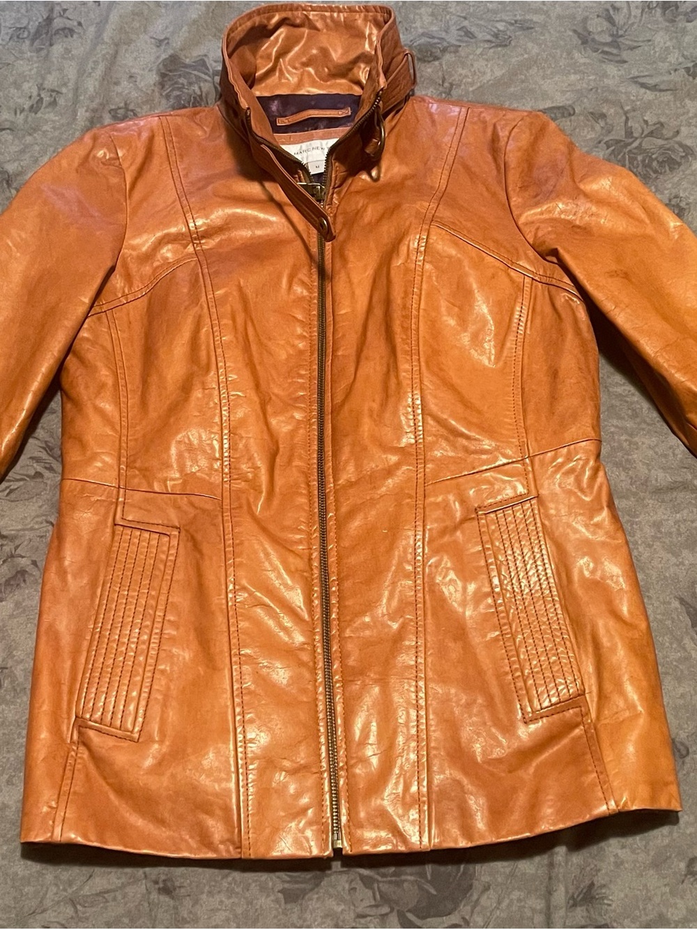 Marc New York Leather Zip-Front Jacket in Cognac